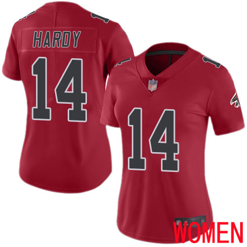 Atlanta Falcons Limited Red Women Justin Hardy Jersey NFL Football 14 Rush Vapor Untouchable